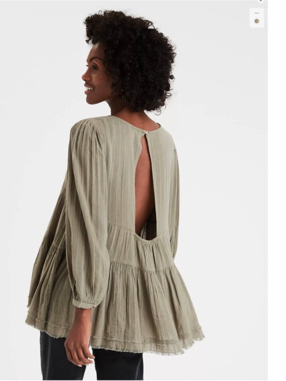 American Eagle Olive Green Crinkled Cotton Tank Top
